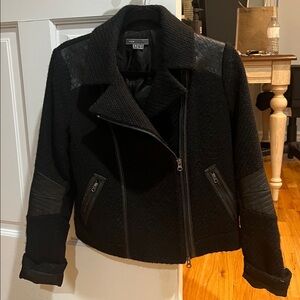 Vince black wool/leather moto jacket